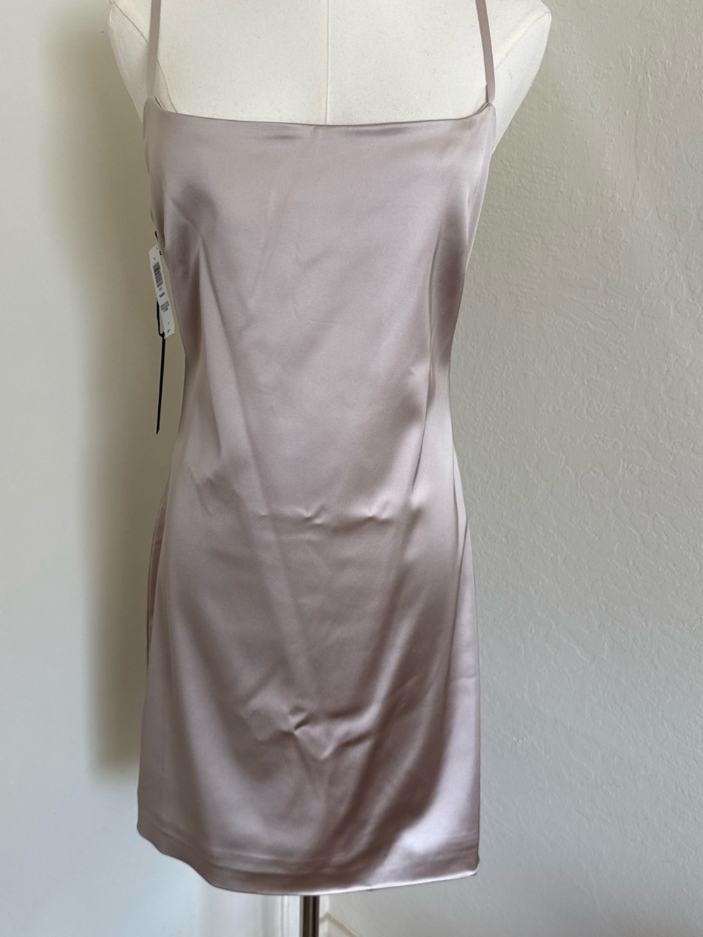 Brand new with tag nwt Aritzia Babaton Satin Slip Mini Dress in Light Taupe